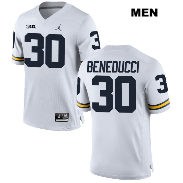 Men's NCAA Michigan Wolverines Joe Beneducci #30 White Jordan Brand Authentic Stitched Football College Jersey VW25A18MW